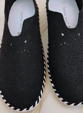Bernie Mev. Black Perforated Slip-On Loafers Size 7.5-8